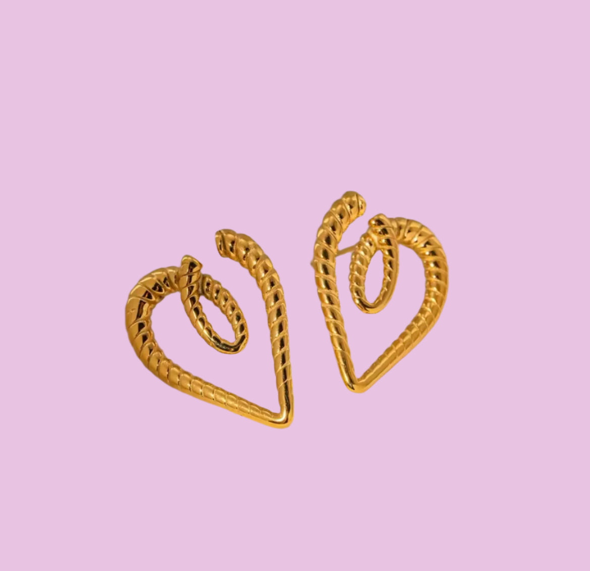 gold heart earrings love cupid valentines day studs jewelry girl soft feminine romance