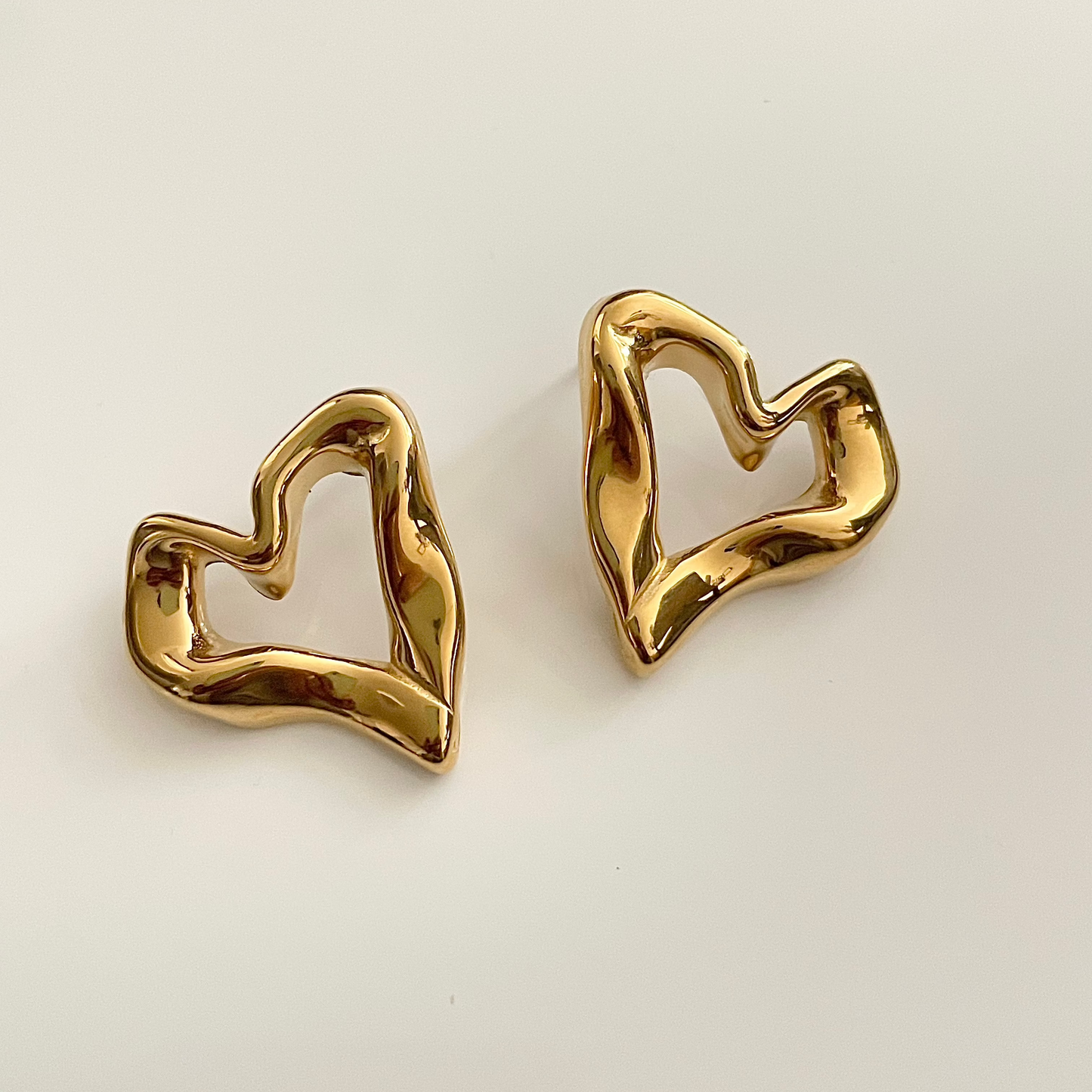 heart earrings gold edgy feminine soft love jewelry romance valentines day