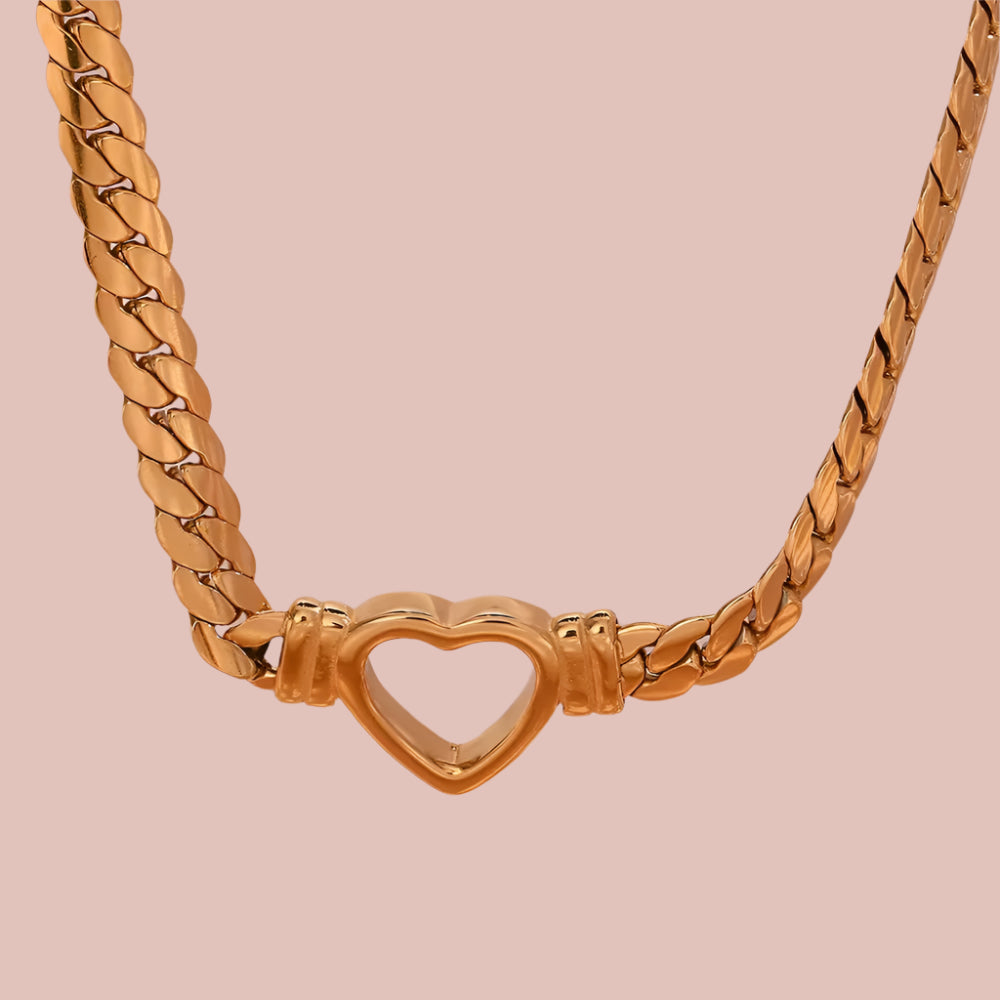 heart gold chain necklace love valentines day soft feminine jewelry